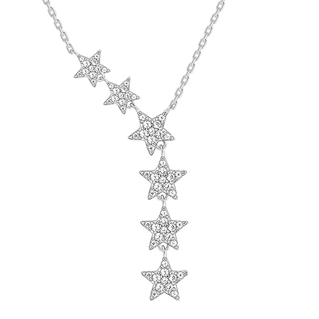 Silver Starry Drop Necklace | Gifts for Girlfriend,Pendant to Gift Women & Girls | With Certificate of Authenticity - Image 2