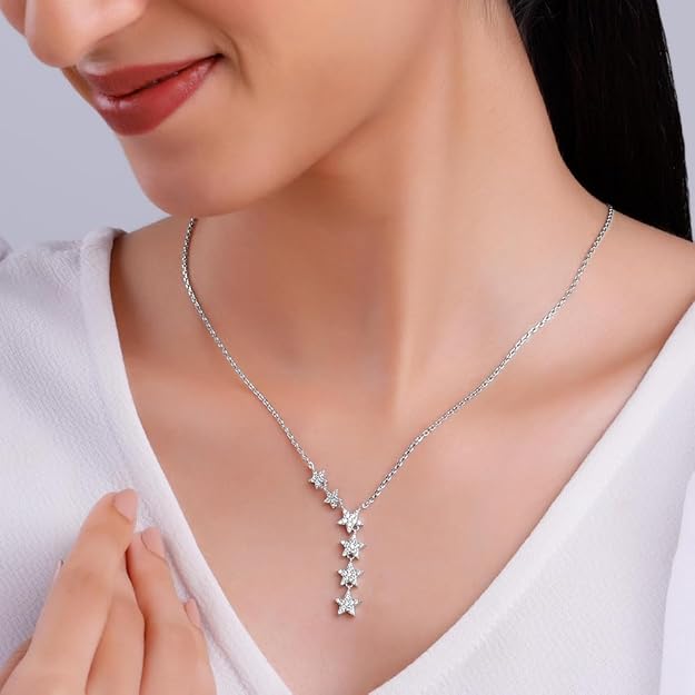 Silver Starry Drop Necklace | Gifts for Girlfriend,Pendant to Gift Women & Girls | With Certificate of Authenticity - Image 4