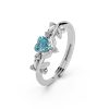 Miss Highness Pure 925 Sterling Silver Ring Rhodium Plated Minimal Jewelry Hallmark with Size Adjustable Birthday Anniversary Gift for Women and Girls Rings (Blue Solitaire Heart)