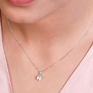 Sterling Silver Necklace | Rhodium Plated Sentimental Cubic Zirconia Women Necklace
