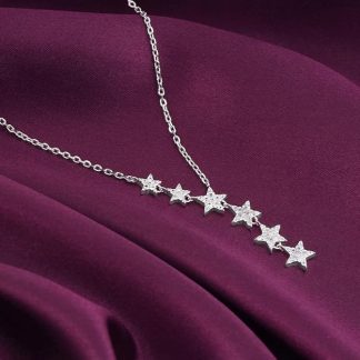 Silver Starry Drop Necklace | Gifts for Girlfriend,Pendant to Gift Women & Girls | With Certificate of Authenticity