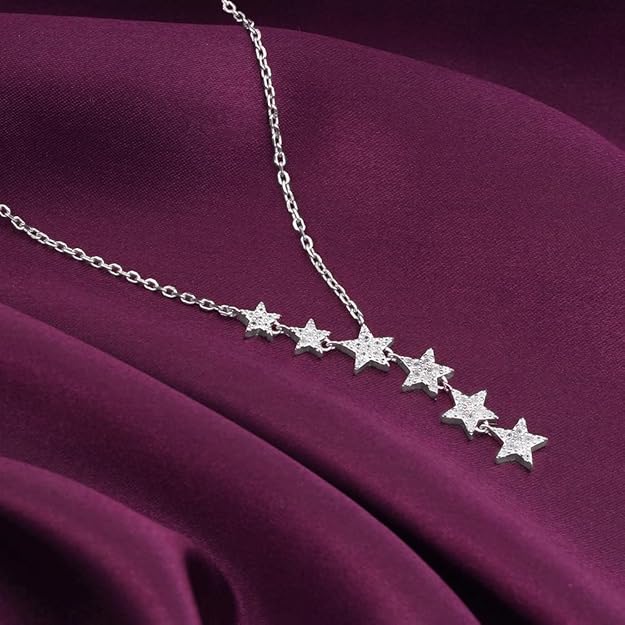 Silver Starry Drop Necklace | Gifts for Girlfriend,Pendant to Gift Women & Girls | With Certificate of Authenticity