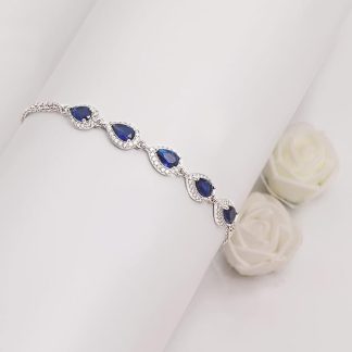 Silver Royal Blue Drop Bracelet, Adjustable Gifts for Girlfriend, Gifts for Women & Girls