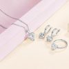 Peora Silver Plated Cubic Zirconia Studded Pendant Chain Necklace Finger Ring & Earrings Set Stylish Jewellery for Women & Girls